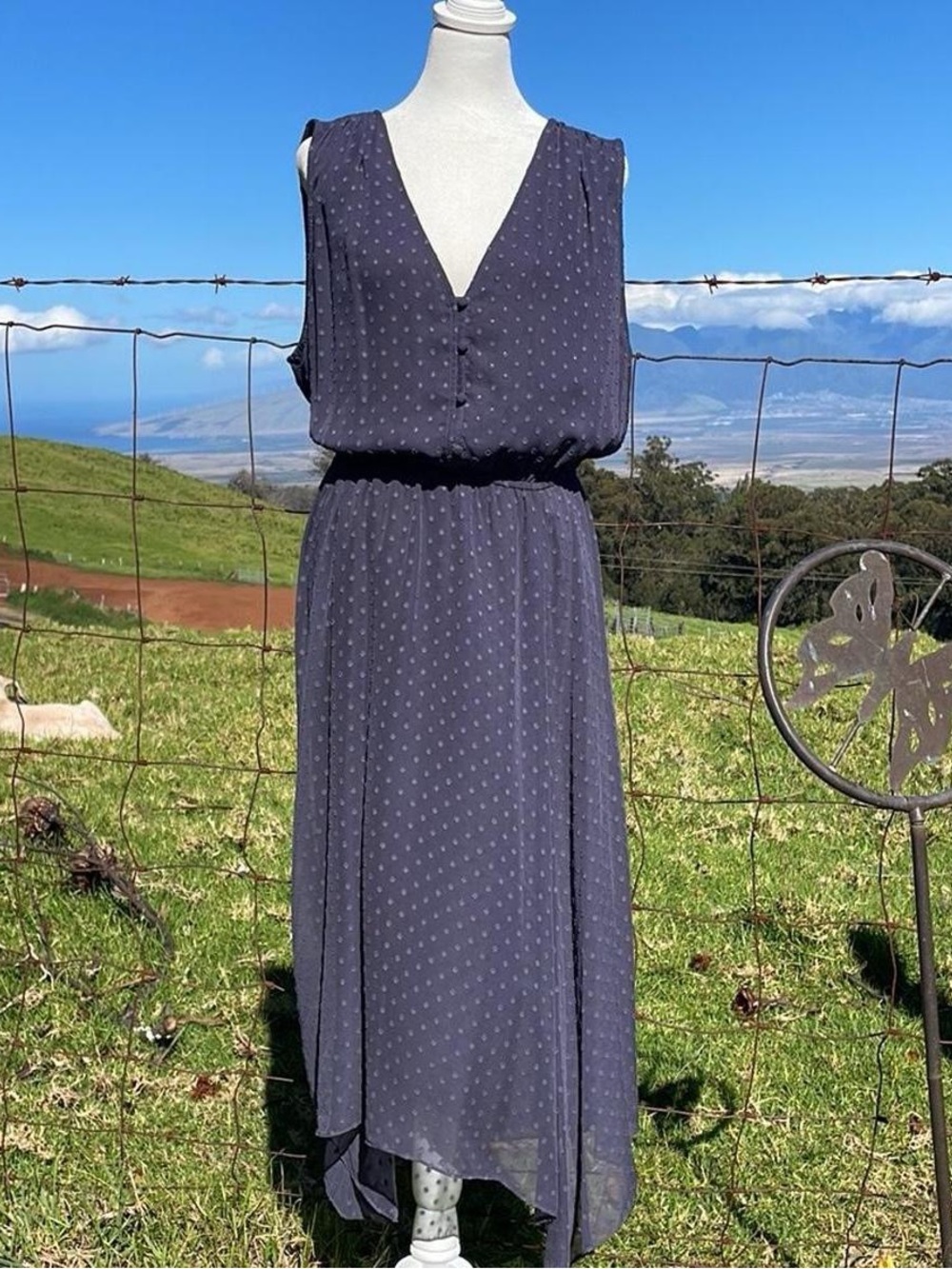 Polka dot Swiss dot Sleeveless Witchery Maxi Dress size 16